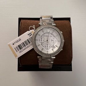 Michael Kors Parker Stainless Steel Watch With Glitz Accents